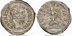 Septimius Severus (AD 193-211). AR denarius (18mm, 12h). NGC Choice XF. Rome, AD 202-210. SEVERVS-PIVS AVG, laureate head of Septimius Severus right /...