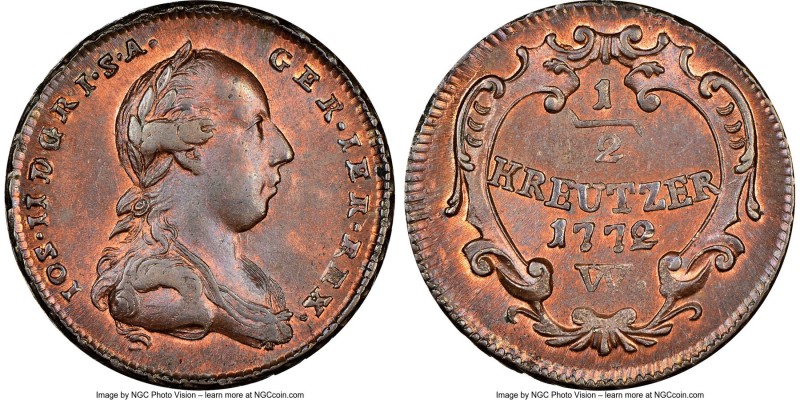 Pair of Certified Assorted Kreuzers NGC, 1) Joseph II 1/2 Kreuzer 1772-W - MS64 ...