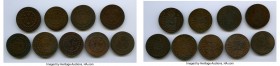 Pedro I 9-Piece Lot of Uncertified 20 Reis, 1) 20 Reis 1824-R - AU. 30mm. 3.78gm. 2) 20 Reis 1825-R - XF. 31mm. 4.90gm. 3) 20 Reis 1825-R - Good XF. 3...