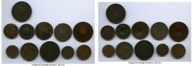 11-Piece Lot of Uncertified Assorted Minors, 1) Maria I & Pedro III 5 Reis 1781 - XF. 26mm. 3.76gm. 2) Maria I & Pedro III 20 Reis 1781 - About XF (La...