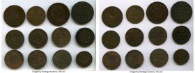12-Piece Lot of Uncertified Assorted Minors, 1) João VI 10 Reis 1821-R - XF (Light Surface Hairlines). 25mm. 4.22gm. 2) João Prince Regent 20 Reis 181...