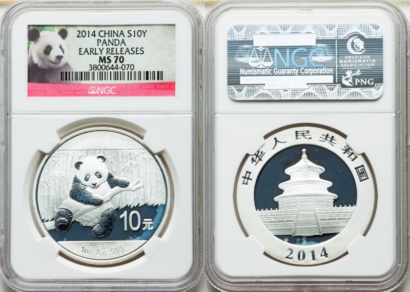 People's Republic 5-Piece Lot of Certified silver "Early Releases" Panda 10 Yuan...