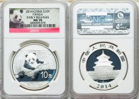 People's Republic 5-Piece Lot of Certified silver "Early Releases" Panda 10 Yuan (1 oz) 2014 MS70 NGC, KM-Unl. Housed in NGC "Early Releases" holders....