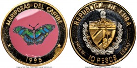 Republic 6-Piece Lot of Certified Proof Prueba Essai "Butterflies of Caribbean - Siproeta Stelenes" 10 Pesos 1995 NGC, 1) tri-metallic 10 Pesos - PR68...
