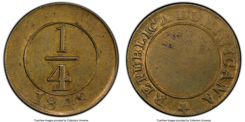 Republic Pair of Certified 1/4 Reales 1848 PCGS, 1) 1/4 Real - MS62 2) 1/4 Real ...