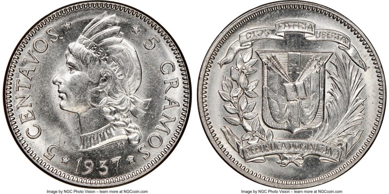 Republic 5 Centavos 1937 MS64 NGC, KM18. First year of type. 

HID09801242017...