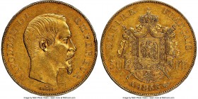 Napoleon III gold 50 Francs 1856-A AU53 NGC, Paris mint, KM785.1. AGW 0.4667 oz. 

HID09801242017

© 2020 Heritage Auctions | All Rights Reserved