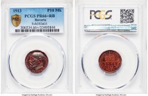 Bavaria. Ludwig III 5-Piece Proof Set of Uncertified copper Proof "Karl Goetz" Patterns 1913 PCGS, 1) 10 Mark - PR66+ Red and Brown, Schaaf-202a/G1 2)...