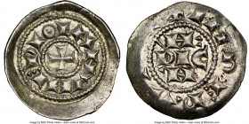 Milan. Henry III-V Denaro scodellato ND (1039-1125) MS62 NGC, Biaggi-1411. 16mm. 0.64gm. Argent and olive-gray toning. Selections from the Donald Scar...