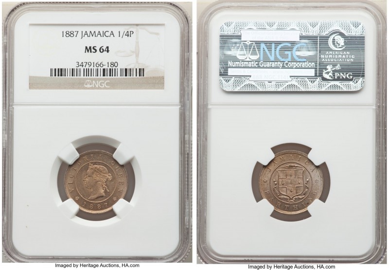 British Colony. Victoria Pair of Certified Farthings 1887 MS64 NGC, Heaton mint,...