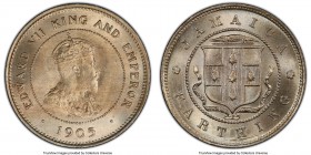 British Colony 4-Piece Lot of Certified Farthings PCGS, 1) Edward VII Farthing 1905 - MS65 2) Edward VII Farthing 1910 - MS65 3) George V Farthing 191...
