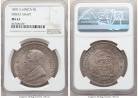 Republic "Single Shaft" 5 Shillings 1892 MS61 NGC, Berlin mint, KM8.1. Mintage: 14,000. Lightly toned with cartwheel luster expressed underneath. 

...