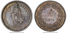 Confederation 2 Francs 1875-B AU55 PCGS, Bern mint, KM21. Muted deep blue and golden toning. 

HID09801242017

© 2020 Heritage Auctions | All Righ...