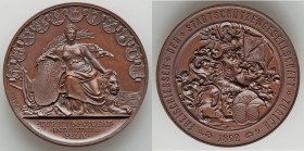 Confederation bronze "Zurich Shooting Festival" Medal 1892 UNC, Richter-1752b. 47.5mm. 63.97gm. A glossy selection boasting high relief and sharp deta...