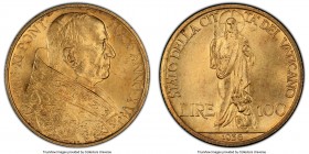 Pius XI gold 100 Lire Anno XV (1936) MS66 PCGS, KM10. Mintage: 8,239. Two year type. A radiant gem selection of the issue. 

HID09801242017

© 202...