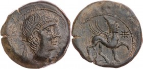 SPANIEN KELTIBERER
Kastilo / Castulo AE-As 133-116 v. Chr. Vs.: Jünglingskopf mit Tänie n. r., rechts [Mondsichel], Rs.: Sphinx mit Spitzhut schreite...