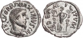 KELTISCHE BEISCHLÄGE RÖMISCHER MÜNZEN GERMANEN IN NORDDEUTSCHLAND
Maximus Caesar, 236-238 n. Chr. AR-Denar (hybrider Beischlag) 236 n. Chr. oder weni...