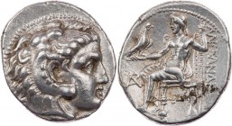 MAKEDONIEN, KÖNIGREICH
Alexander III., 336-323 v. Chr. AR-Tetradrachme 330-320 v. Chr. Byblos Vs.: Kopf des Herakles mit Löwenskalp n. r., Rs.: Zeus ...