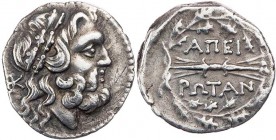 EPEIROS BUND DER EPEIROTEN
 AR-Diobol 234/3-168 v. Chr., unter Hek(...) oder Hike(...) Vs.: Kopf des Zeus Dodonaios mit Eichenkranz n. r., dahinter M...