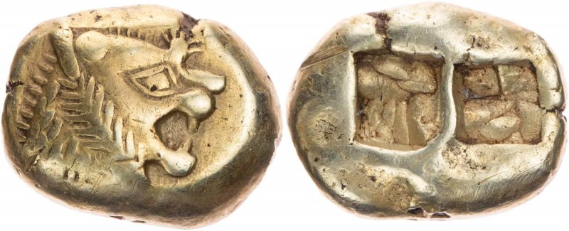 LYDIEN KÖNIGREICH
Alyattes, 610-561 v. Chr. EL-Trite Sardeis Vs.: Löwenkopf mit...