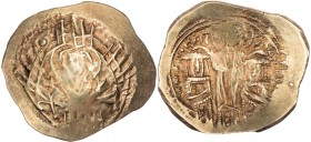 BYZANZ
Andronikos II. und III. Palaiologoi, 1325-1328. AV-Hyperpyron Nomisma Konstantinopolis Vs.: Muttergottes steht segnend in Stadtmauer mit vier ...
