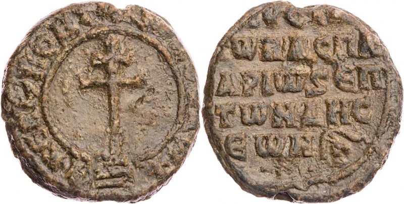 Eustathios, basilikos Protospatharios & epi ton Deeseon, um 860-880. Bleisiegel ...