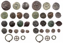 Lot, keltische Münzen Verschiedene Münzen der KELTEN in Silber, Potin und Bronze aus Spanien, Britannien, Gallien sowie eine ostkeltische Prägung; daz...