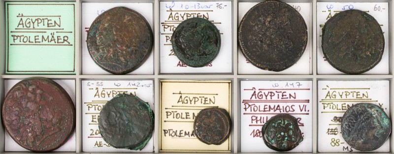 Lot, griechische Münzen Prägungen der PTOLEMÄER, darunter verschiedene AE-Nomina...