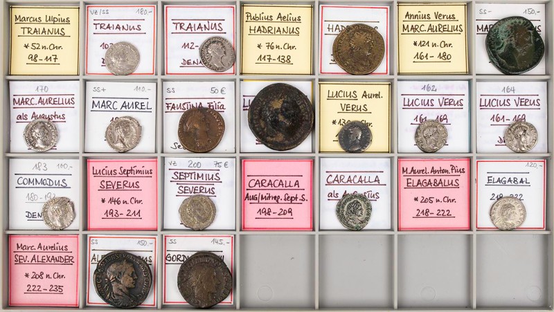 Lot, römische Münzen AR- und AE-Prägungen hauptsächlich der Adoptivkaiser sowie ...