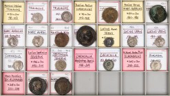 Lot, römische Münzen AR- und AE-Prägungen hauptsächlich der Adoptivkaiser sowie der Severischen Dynastie: Traianus (2), Hadrianus, Marcus Aurelius (3)...
