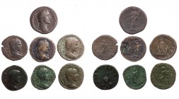 Lot, römische Münzen Sesterzen des Antoninus Pius, Caracalla (3), Maximus Caesar und Gordianus III. (2). 7 Stück teils R s, s-ss