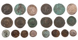 Lot, römische Münzen Folles des Diocletianus, Maximianus Caesar, Constantius I. Caesar, Maximinus II. Caesar, Maxentius, Constantinus I., Crispus Caes...