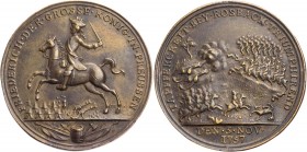 BRANDENBURG - PREUSSEN PREUSSEN, KÖNIGREICH
Friedrich II., 1740-1786. Bronzemedaille 1757 ohne Signatur Auf die Schlacht bei Roßbach am 5. November 1...