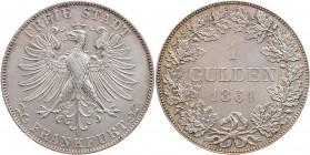 FRANKFURT STADT
 Gulden 1861 AKS 13; J. 33. fast vz/vz