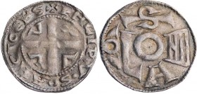 KÖLN ERZBISTUM
Philipp I. Graf von Heinsberg, 1167-1191. Denar Soest Vs.: Kreuz, in den Winkeln Soester Zeichen und 3 x V, Rs.: Coloniagramm Hävernic...