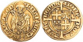 KÖLN ERZBISTUM
Hermann IV. Landgraf von Hessen, 1480-1508. Goldgulden o. J. (1480) Bonn Vs.: Kniebild St. Petri mit Schlüssel und Buch v. v., darunte...