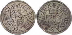 MÜNSTER BISTUM
Ferdinand von Bayern, 1612-1650. 3 Pfennig (1/112 Taler) 1641 EK Münster Vs.: Wappen, Rs.: Wert und Jahr Schulze 45. 0.80 g. R in dies...
