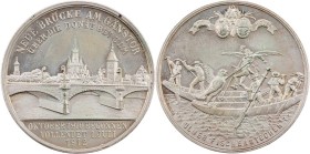 ULM STADT
 Silbermedaille 1912 von F. Miller Auf das Fischerstechen anläßlich der Eröffnung der neuen Brücke am Gänstor, Vs.: Ansicht der Stadt mit M...
