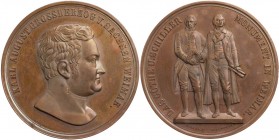 DAS FÜRSTENHAUS SACHSEN-WEIMAR-EISENACH
Carl August, 1775-1828. Bronzemedaille o. J. (1857) v. M. Sebald, bei Drentwett Auf die Einweihung des Goethe...