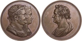 GOETHE
Johann Wolfgang von Goethe, 1749-1832. Bronzemedaille 1825 von H. F. Brandt Auf den 50-jährigen Aufenthalt Goethes in Weimar, Vs.: Büsten Groß...