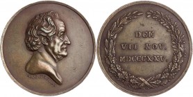 GOETHE
Johann Wolfgang von Goethe, 1749-1832. Bronzemedaille 1825 v. A. Facius Auf seinen 50-jährigen Aufenthalt in Weimar, Vs.: Büste n. r., Rs.: DE...