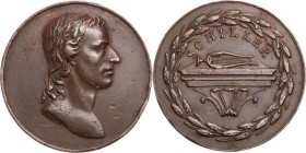 SCHILLER
Friedrich Schiller, 1759-1805. Bronzemedaille 1805 v. F. W. Facius Auf seinen Tod, Vs.: Büste n. r., Rs.: Leier auf Postament, darüber SCHIL...