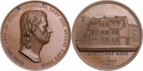 SCHILLER
Friedrich Schiller, 1759-1805. Bronzemedaille 1847 v. A. Facius Auf den Erwerb des Weimarer Schillerhauses durch die Stadt, Vs.: Büste n. r....