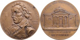 SCHILLER
Friedrich Schiller, 1759-1805. Bronzemedaille 1905 v. Lauer, Nürnberg Auf seinen 100. Todestag, Vs.: Brustbild n. l., links Schreibfeder, Rs...