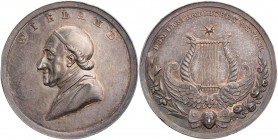 WIELAND
Christoph Martin Wieland, 1733-1813. Silbermedaille 1813 v. F. W. Facius Auf seinen Tod, Vs.: Brustbild mit Kappe n. l., Rs.: Stern über gefl...