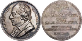 WIELAND
Christoph Martin Wieland, 1733-1813. Silbermedaille 1823 (Neuprägung nach 1879) v. Wolff, bei Monnaie de Paris Vs.: Brustbild n. l., Rs.: 9 Z...