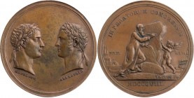 STÄDTE UND EREIGNISSE ERFURT
 Bronzemedaille 1808 v. F. W. Facius Auf den Erfurter Fürstenkongress, Vs.: Büsten Napoléons I. und Zar Alexanders I. mi...