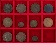 GROSSBRITANNIEN
 Lot GEORGE II., 1727-1760, 1/2 Penny 1739, 1742, 1749, 1750 (S. 3717-3719); IRLAND, 1/2 Penny 1751 (S. 6607); GEORGE IV., 1820-1830,...