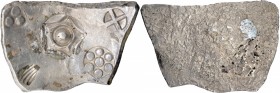 Ancient India
Punch Marked Coin, Shakya Janapada (600-500 BC), Narhan Hoard, Silver 5 Shana, Scyphate, Obv: a single bold pentagon-shaped punch in th...