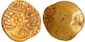 Hindu Medieval of India
Yadavas of Devagiri, Bhillamadeva V (11 Century AD), Punch Marked Gold Padmatanka, Obv: five punches consisting of a lotus fl...